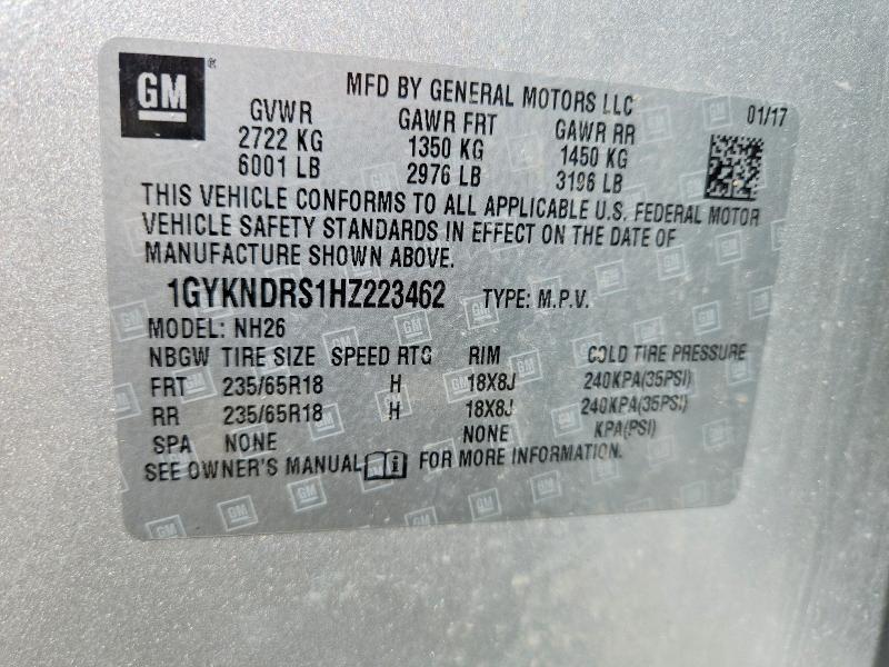 53790916 :رقم المزاد ، 1GYKNDRS1HZ223462 vin ، 2017 Cadillac Xt5 مزاد بيع