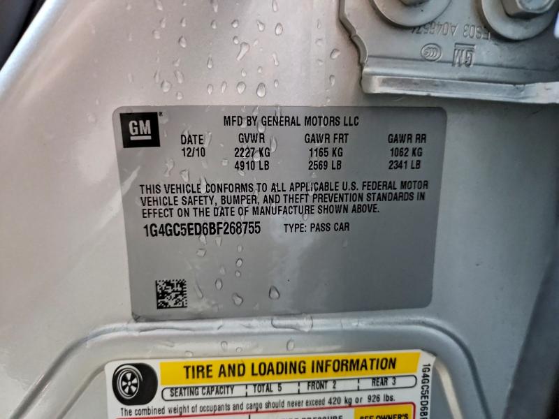 2011 Buick Lacrosse მანქანა იყიდება აუქციონზე, vin: 1G4GC5ED6BF268755, აუქციონის ნომერი: 53005026