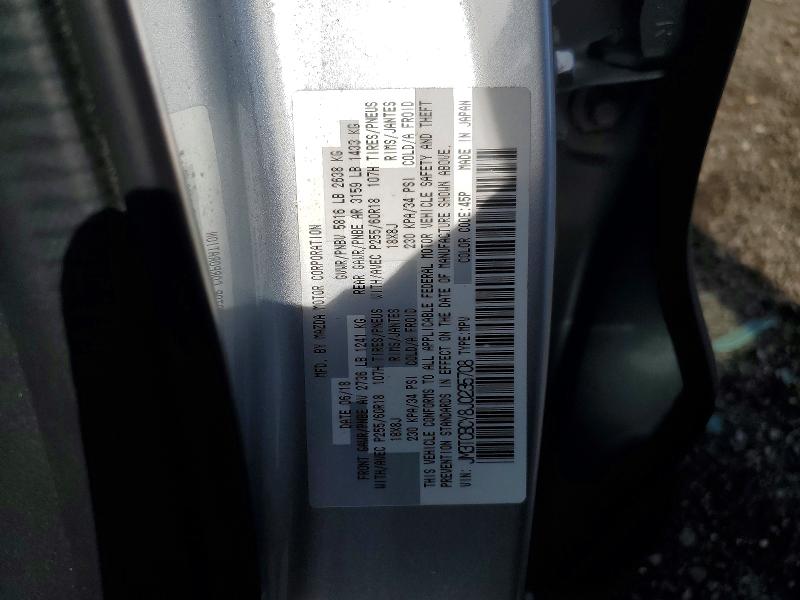 Aukcja sprzedaży 2018 Mazda Cx-9, vin: JM3TCBCY8J0235708, numer aukcji: 55099196