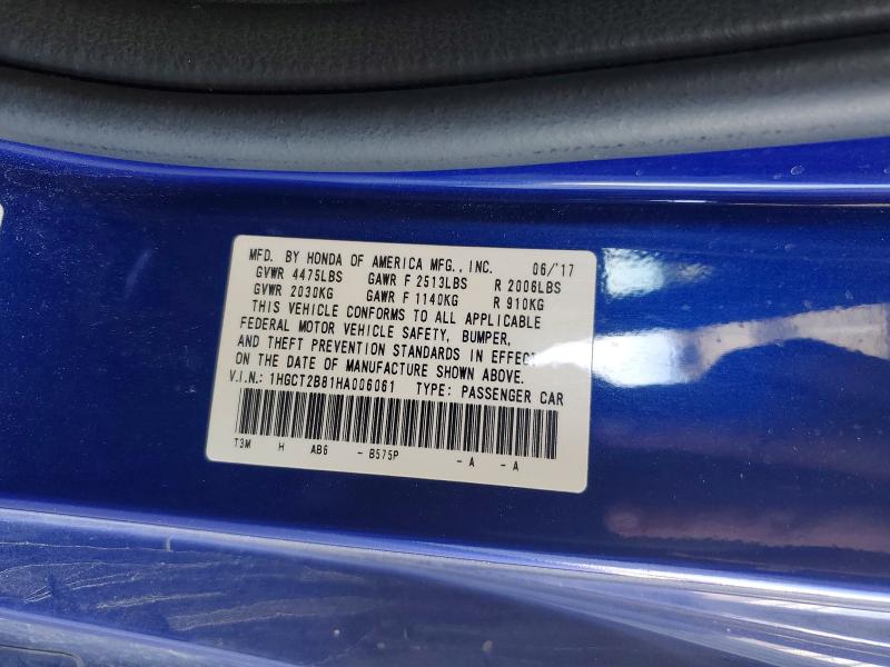 51458816 :رقم المزاد ، 1HGCT2B81HA006061 vin ، 2017 Honda Accord مزاد بيع