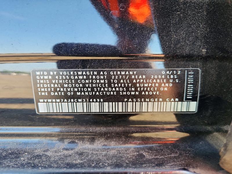 2012 Volkswagen Golf მანქანა იყიდება აუქციონზე, vin: WVWNM7AJ8CW314698, აუქციონის ნომერი: 53262746