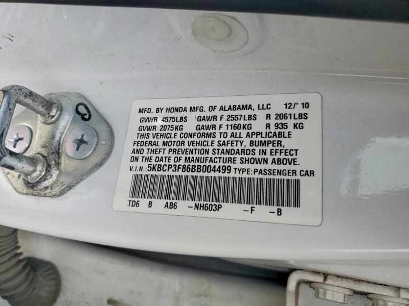 54668786 :رقم المزاد ، 5KBCP3F86BB004499 vin ، 2011 Honda Accord مزاد بيع