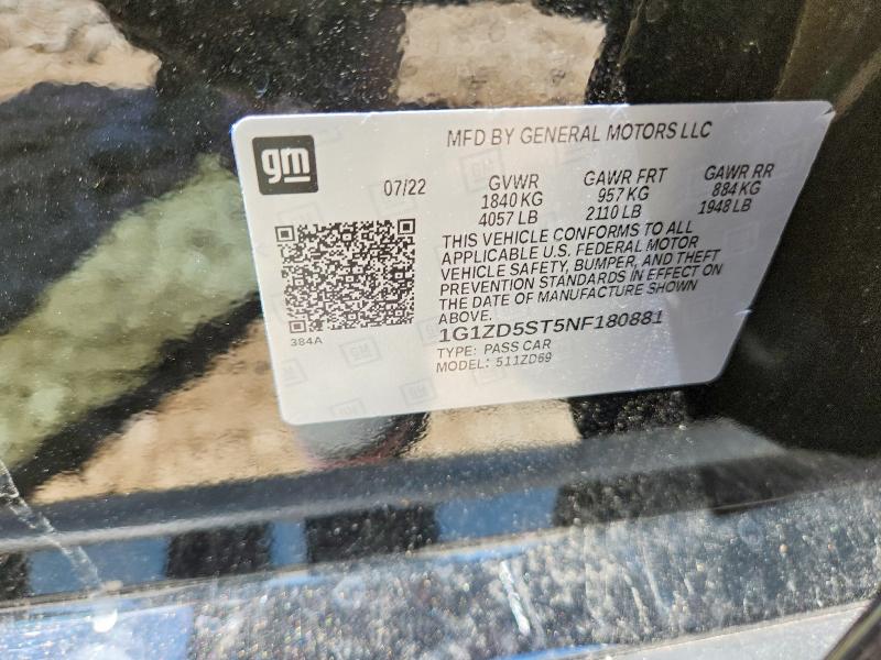 Продаж на аукціоні авто 2022 Chevrolet Malibu, vin: 1G1ZD5ST5NF180881, номер лоту: 53670036