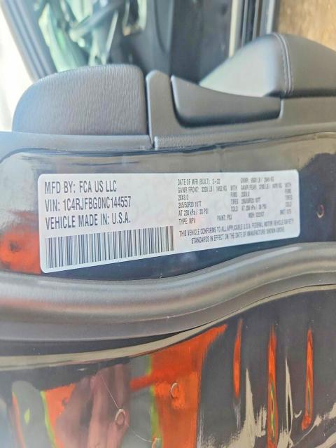 2022 Jeep Grand Cherokee მანქანა იყიდება აუქციონზე, vin: 1C4RJFBG0NC144557, აუქციონის ნომერი: 52828136