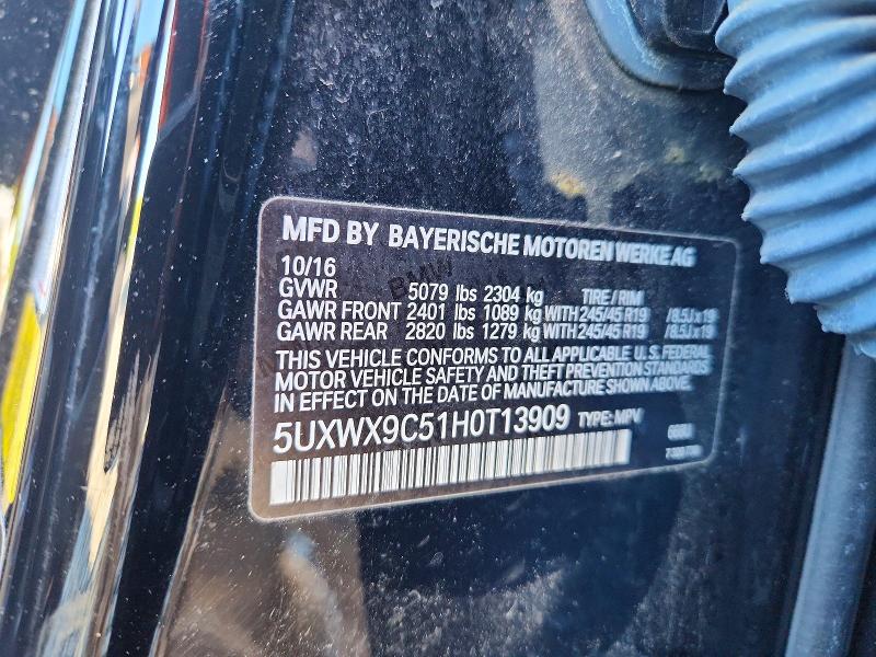 Auction sale of the 2017 Bmw X3, vin: 5UXWX9C51H0T13909, lot number: 50665636
