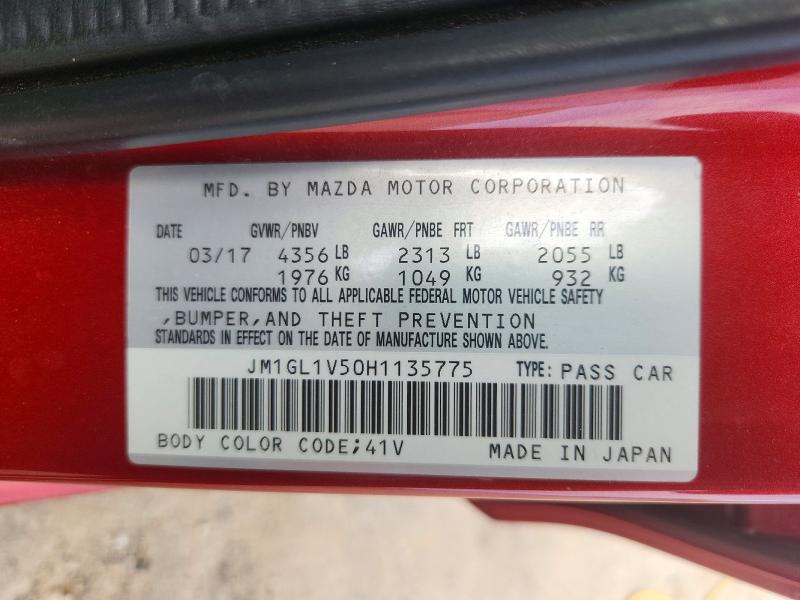 Aukcja sprzedaży 2017 Mazda 6, vin: JM1GL1V50H1135775, numer aukcji: 55215616