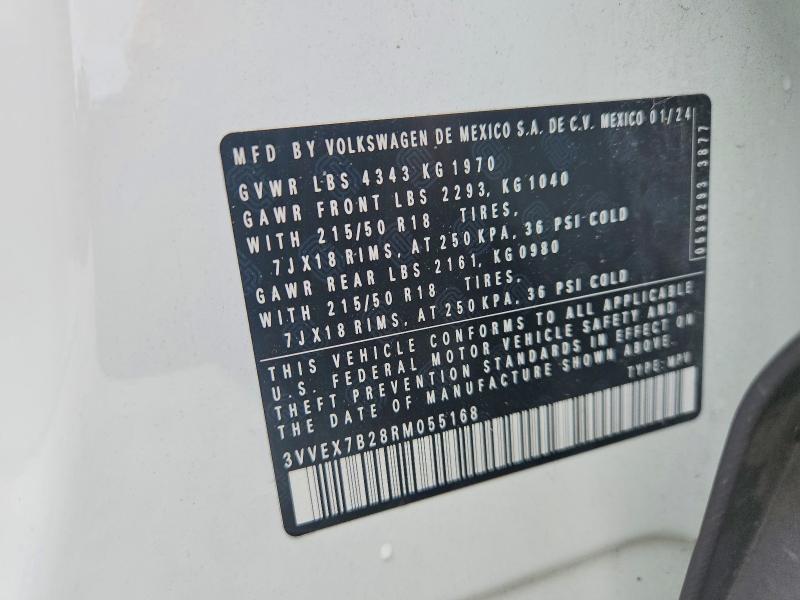 Aukcja sprzedaży 2024 Volkswagen Taos, vin: 3VVEX7B28RM055168, numer aukcji: 54526956