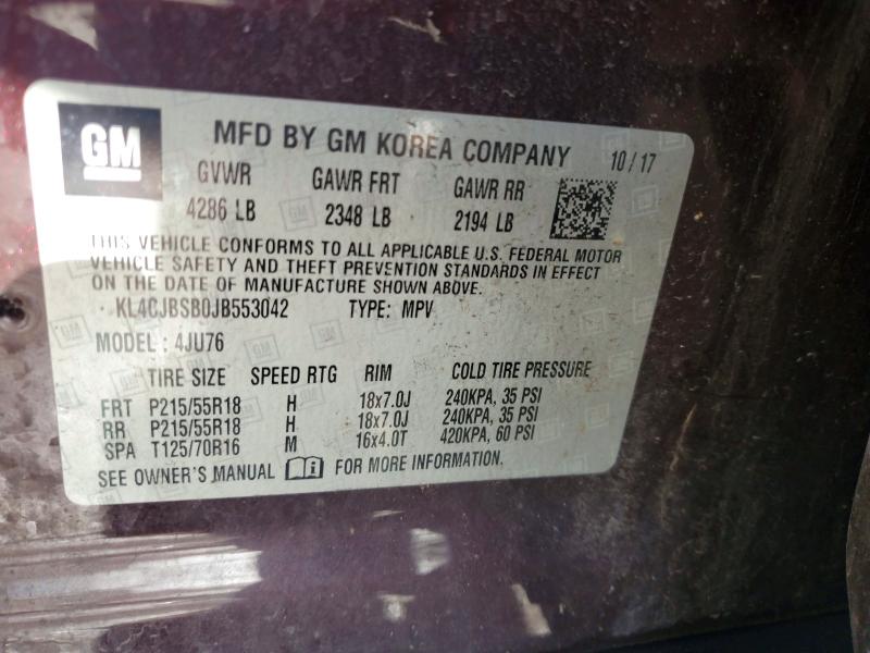 Aukcja sprzedaży 2018 Buick Encore, vin: KL4CJBSB0JB553042, numer aukcji: 52937306