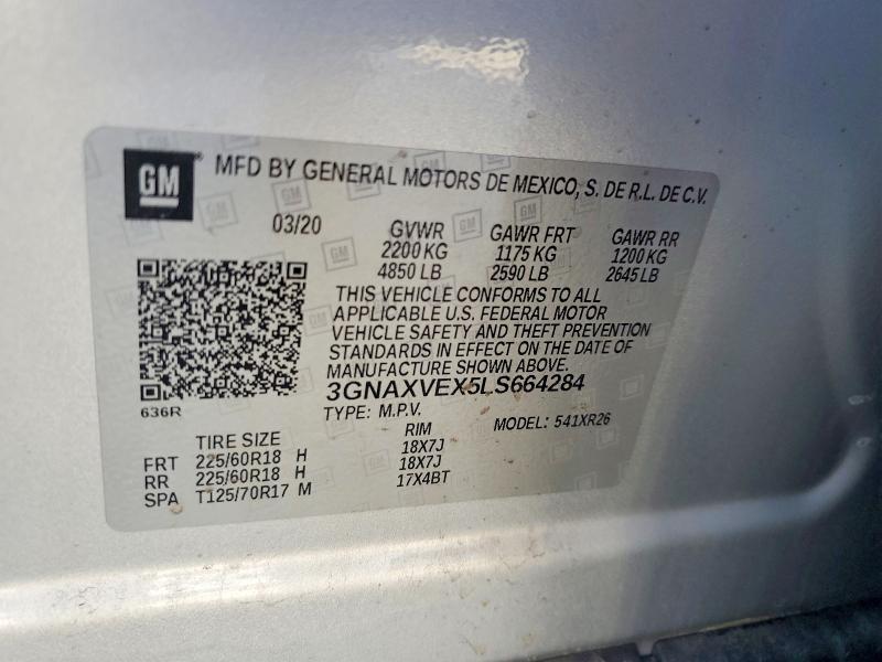 Продажа на аукционе авто 2020 Chevrolet Equinox, vin: 3GNAXVEX5LS664284, номер лота: 52301316