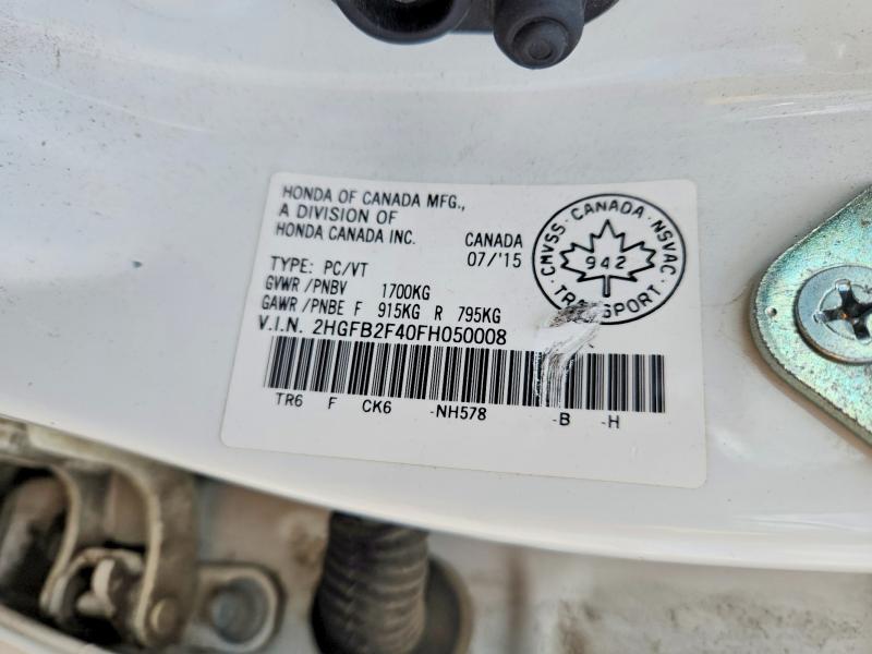 Продажа на аукционе авто 2015 Honda Civic, vin: 2HGFB2F40FH050008, номер лота: 48470996