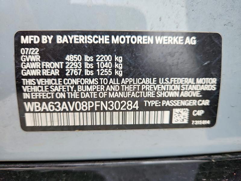 Продаж на аукціоні авто 2023 Bmw 430i, vin: WBA63AV08PFN30284, номер лоту: 52491016