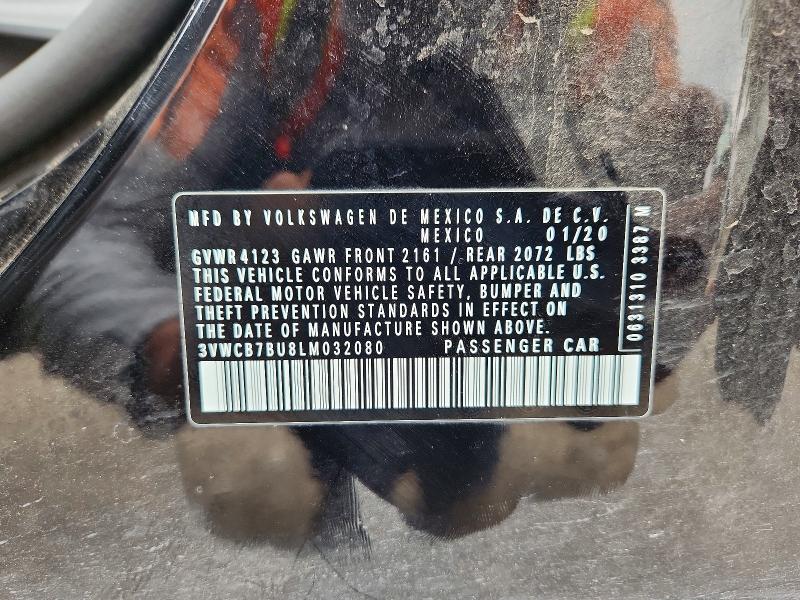 2020 Volkswagen Jetta მანქანა იყიდება აუქციონზე, vin: 3VWCB7BU8LM032080, აუქციონის ნომერი: 51486246