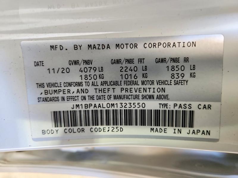 2021 Mazda 3 მანქანა იყიდება აუქციონზე, vin: JM1BPAAL0M1323550, აუქციონის ნომერი: 52238666