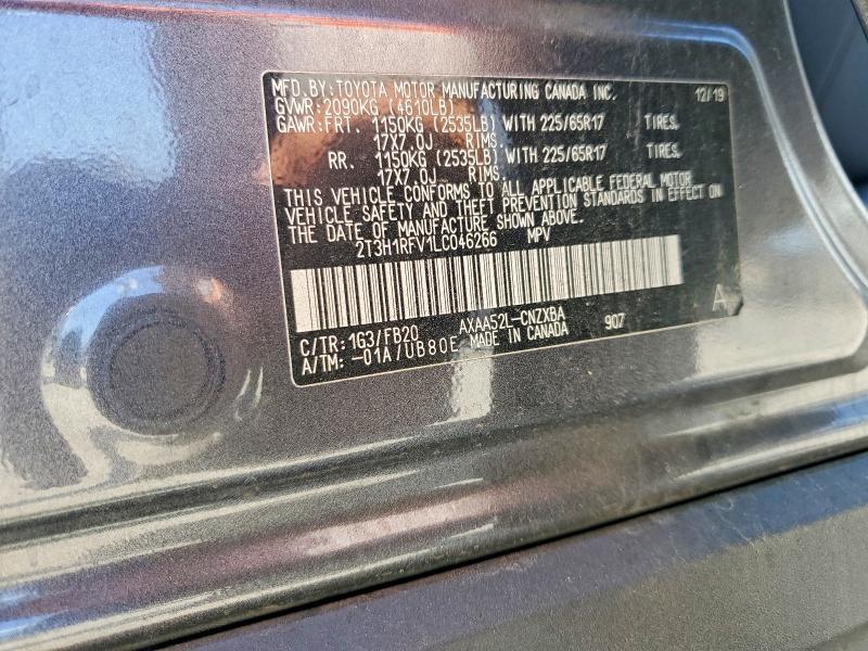 52188806 :رقم المزاد ، 2T3H1RFV1LC046266 vin ، 2020 Toyota Rav4 مزاد بيع