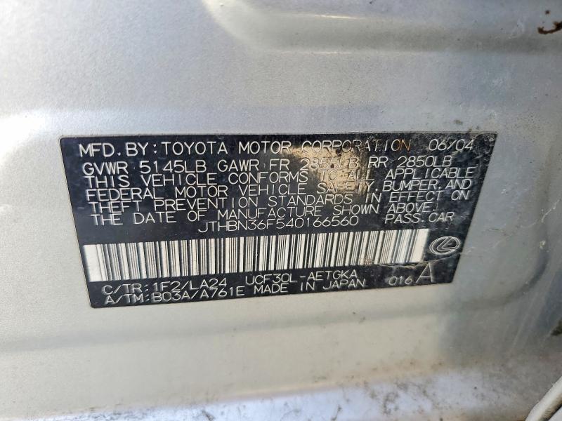 Продаж на аукціоні авто 2004 Lexus Ls, vin: JTHBN36F540166560, номер лоту: 52708056
