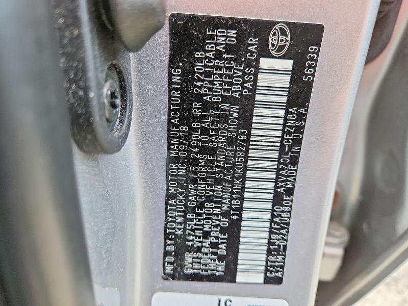 Aukcja sprzedaży 2019 Toyota Camry, vin: 4T1B11HK1KU682783, numer aukcji: 54342496
