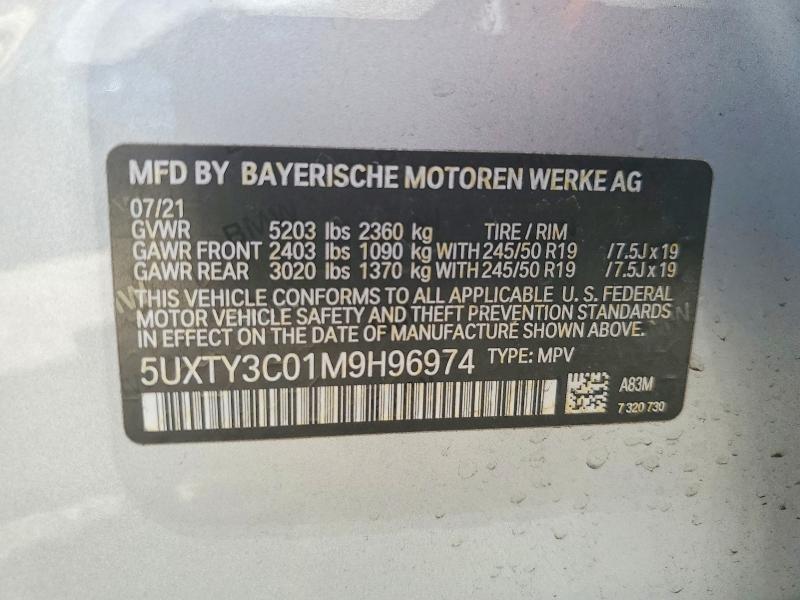 Auction sale of the 2021 Bmw X3, vin: 5UXTY3C01M9H96974, lot number: 54654166