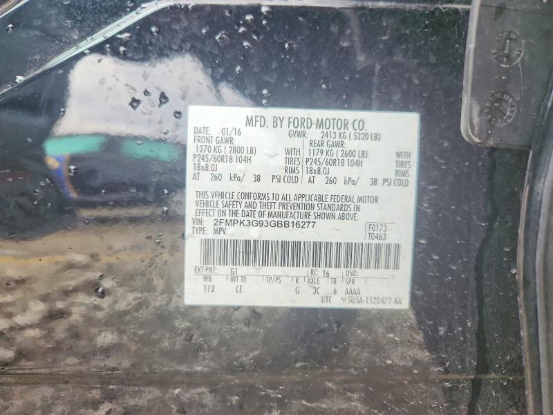 Продаж на аукціоні авто 2016 Ford Edge, vin: 2FMPK3G93GBB16277, номер лоту: 52830446