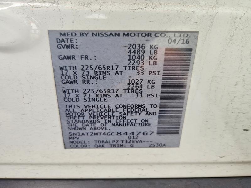 54896466 :رقم المزاد ، 5N1AT2MT4GC844767 vin ، 2016 Nissan Rogue مزاد بيع