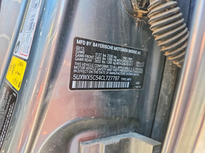 Продаж на аукціоні авто 2012 Bmw X3, vin: 5UXWX5C54CL727797, номер лоту: 51805386