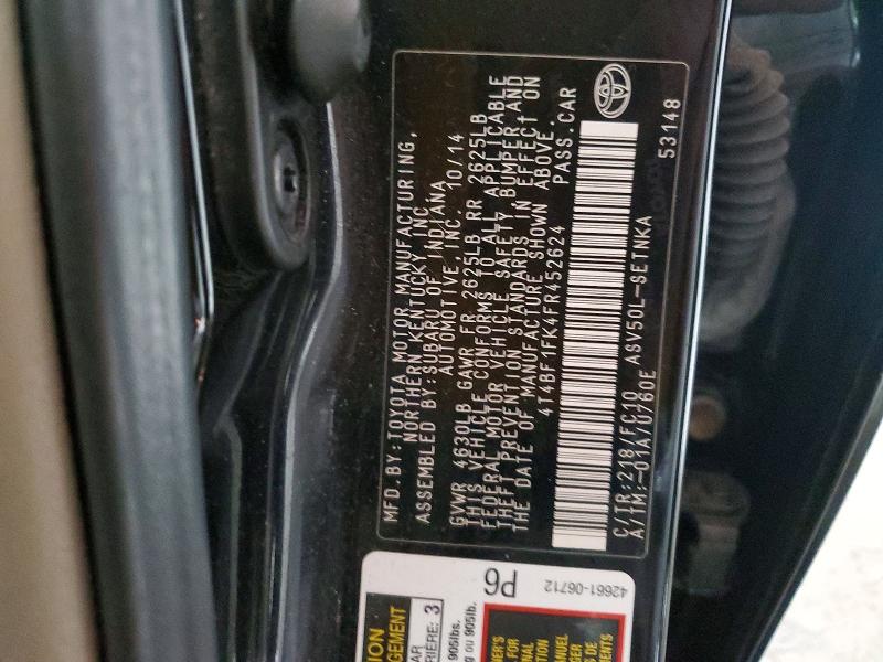 54596796 :رقم المزاد ، 4T4BF1FK4FR452624 vin ، 2015 Toyota Camry مزاد بيع