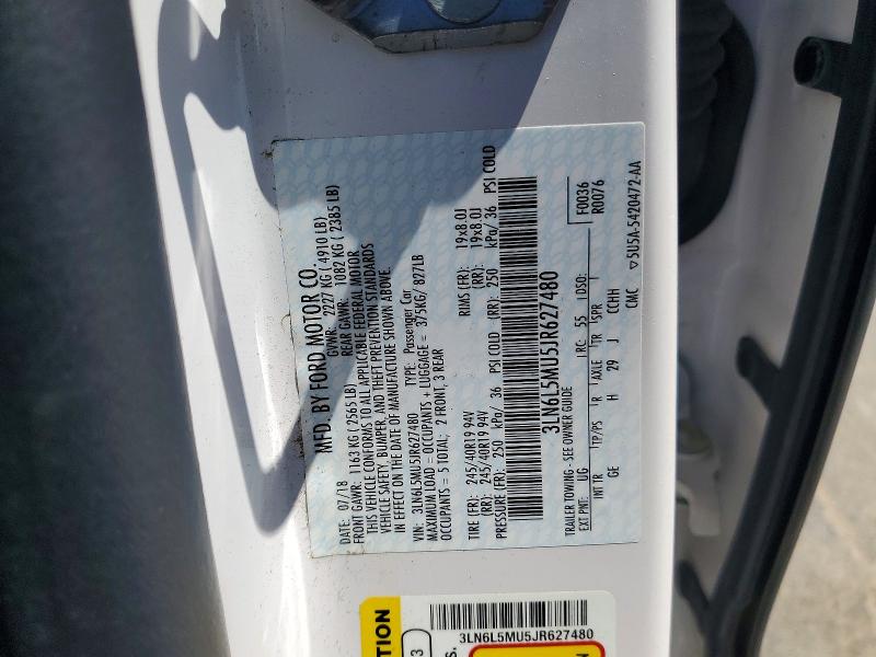55042176 :رقم المزاد ، 3LN6L5MU5JR627480 vin ، 2018 Lincoln Mkz مزاد بيع