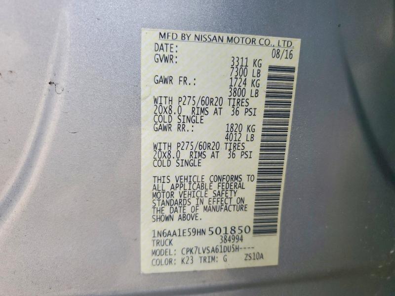 Продажа на аукционе авто 2017 Nissan Titan, vin: 1N6AA1E59HN501850, номер лота: 54704806