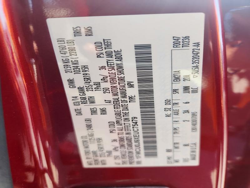 Auction sale of the 2014 Ford Escape, vin: 1FMCU0J9XEUC75479, lot number: 54814286