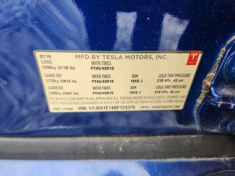 Aukcja sprzedaży 2016 Tesla Model S, vin: 5YJSA1E14GF124376, numer aukcji: 53576876