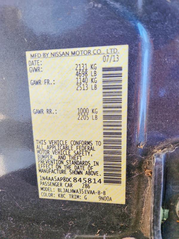 Продаж на аукціоні авто 2013 Nissan Maxima, vin: 1N4AA5AP8DC845814, номер лоту: 52730856