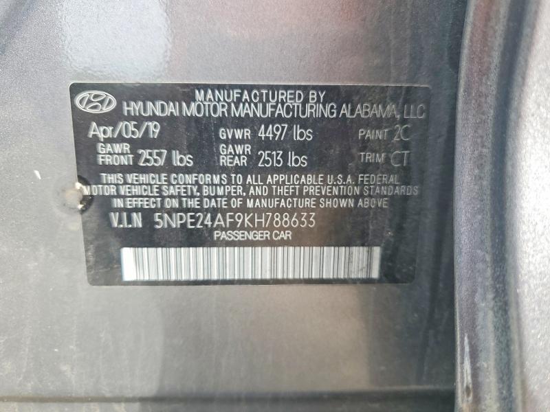 2019 Hyundai Sonata მანქანა იყიდება აუქციონზე, vin: 5NPE24AF9KH788633, აუქციონის ნომერი: 53534166