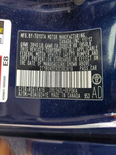 Продаж на аукціоні авто 2013 Toyota Corolla, vin: 2T1BU4EE4DC983818, номер лоту: 55224716