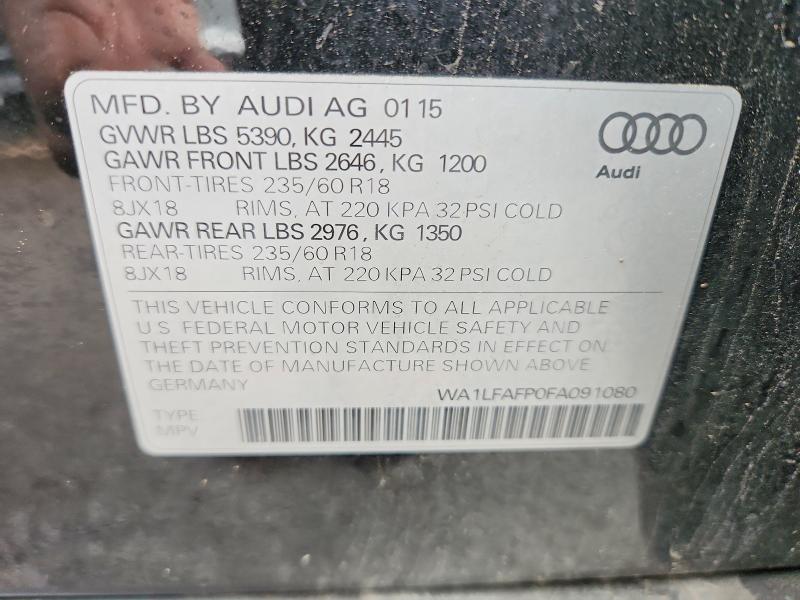 2015 Audi Q5 მანქანა იყიდება აუქციონზე, vin: WA1LFAFP0FA091080, აუქციონის ნომერი: 53259316