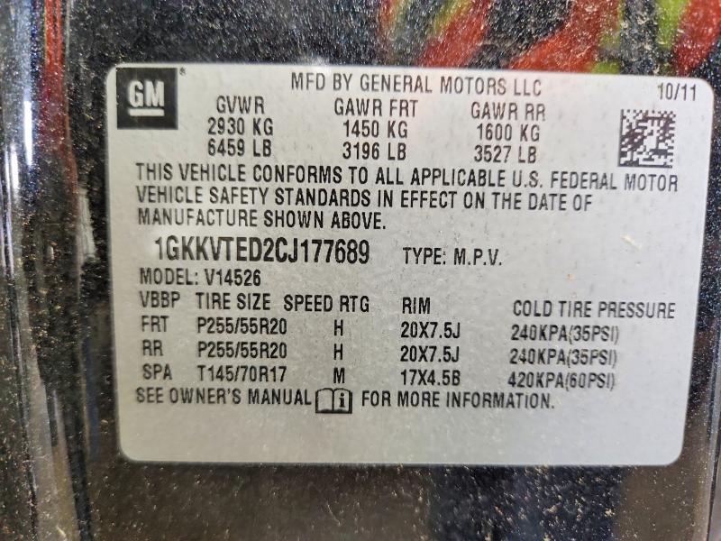 2012 Gmc Acadia მანქანა იყიდება აუქციონზე, vin: 1GKKVTED2CJ177689, აუქციონის ნომერი: 53292636