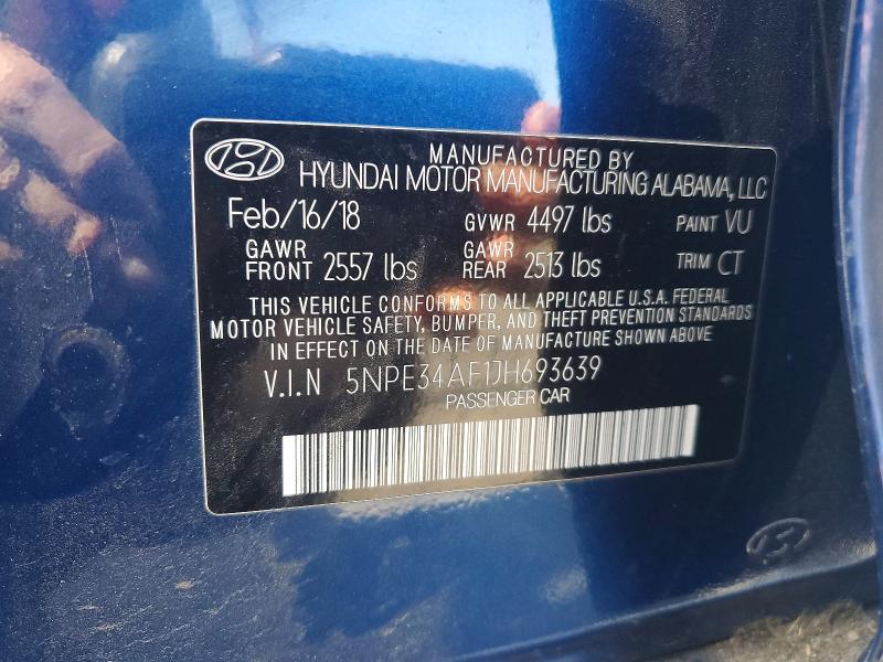 2018 Hyundai Sonata მანქანა იყიდება აუქციონზე, vin: 5NPE34AF1JH693639, აუქციონის ნომერი: 53328106