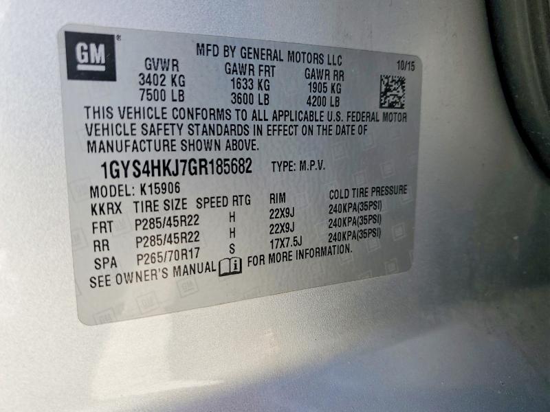 Продажа на аукционе авто 2016 Cadillac Escalade, vin: 1GYS4HKJ7GR185682, номер лота: 53730366