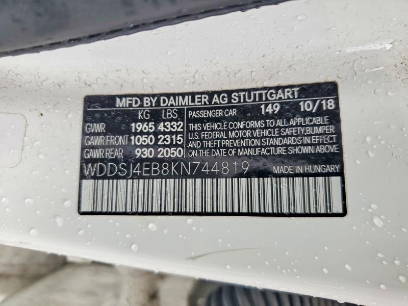 Продажа на аукционе авто 2019 Mercedes-benz Cla, vin: WDDSJ4EB8KN744819, номер лота: 51810566