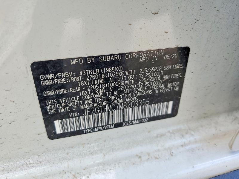 Aukcja sprzedaży 2021 Subaru Crosstrek, vin: JF2GTHMC7M8203355, numer aukcji: 53179276