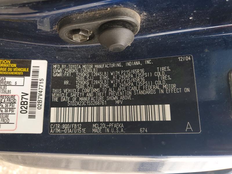 Aukcja sprzedaży 2005 Toyota Sienna, vin: 5TDZA23C15S268761, numer aukcji: 53410846