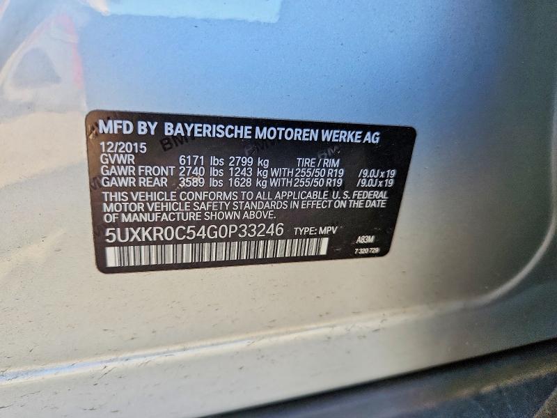 Продаж на аукціоні авто 2016 Bmw X5, vin: 5UXKR0C54G0P33246, номер лоту: 55530986