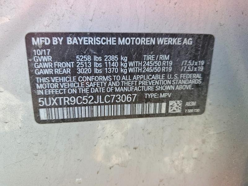 52215436 :رقم المزاد ، 5UXTR9C52JLC73067 vin ، 2018 Bmw X3 مزاد بيع