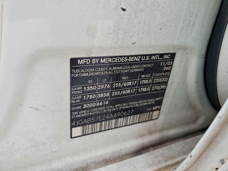 Продажа на аукционе авто 2004 Mercedes-benz Ml, vin: 4JGAB57E24A490627, номер лота: 53188656