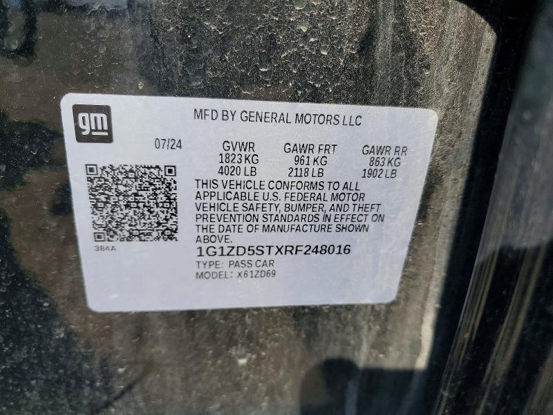 53882266 :رقم المزاد ، 1G1ZD5STXRF248016 vin ، 2024 Chevrolet Malibu مزاد بيع