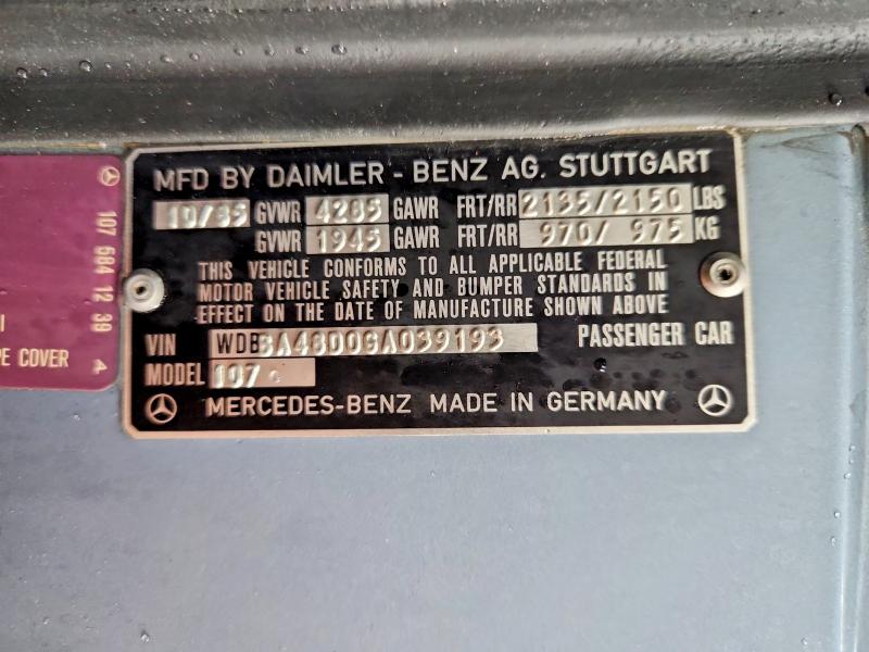 Aukcja sprzedaży 1986 Mercedes-benz 560, vin: WDBBA48D0GA039193, numer aukcji: 52682426
