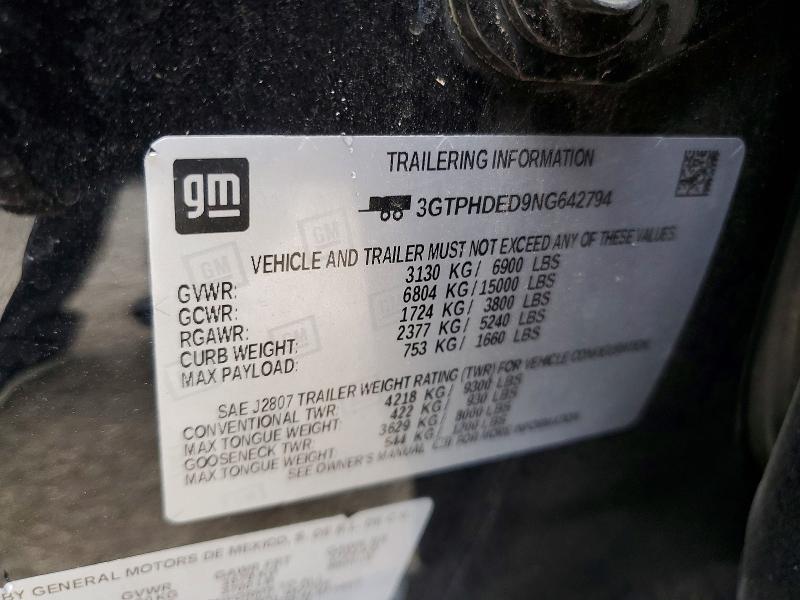 Продаж на аукціоні авто 2022 Gmc Sierra, vin: 3GTPHDED9NG642794, номер лоту: 55419086