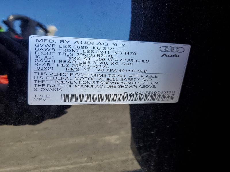 Продажа на аукционе авто 2013 Audi Q7, vin: WA1DGAFE8DD007311, номер лота: 52965016
