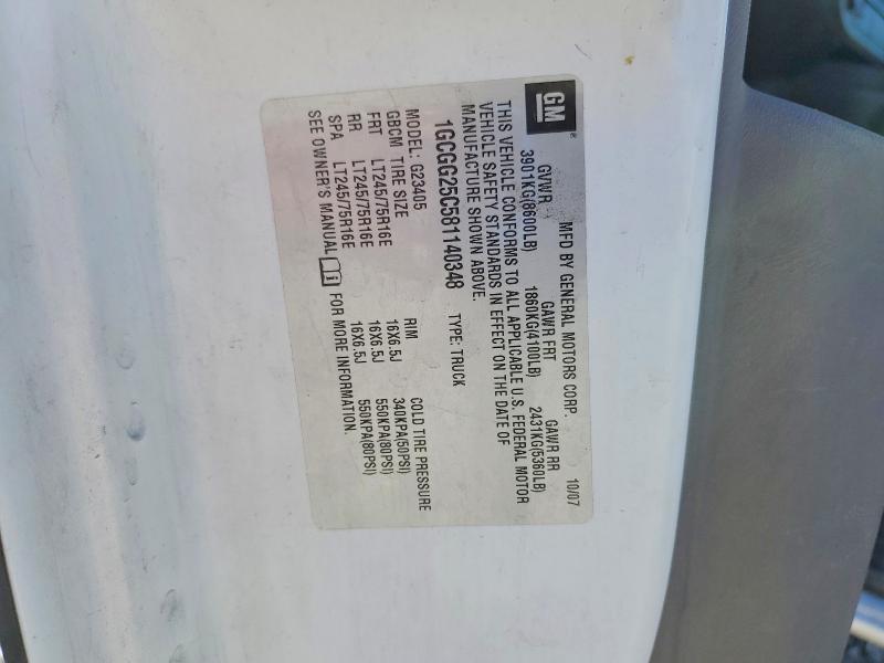 54124176 :رقم المزاد ، 1GCGG25C581140348 vin ، 2008 Chevrolet Express G2500 مزاد بيع