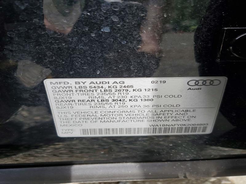 Aukcja sprzedaży 2019 Audi Q5, vin: WA1BNAFY0K2064893, numer aukcji: 54889636