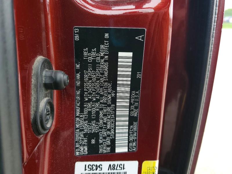 Продаж на аукціоні авто 2014 Toyota Sienna, vin: 5TDKK3DC2ES417178, номер лоту: 54095416