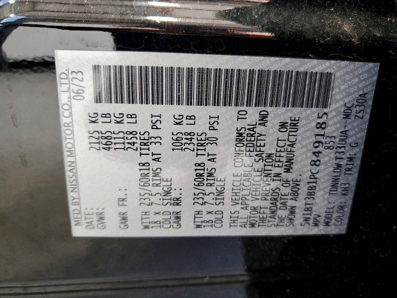 52606166 :رقم المزاد ، 5N1BT3BB1PC849185 vin ، 2023 Nissan Rogue مزاد بيع